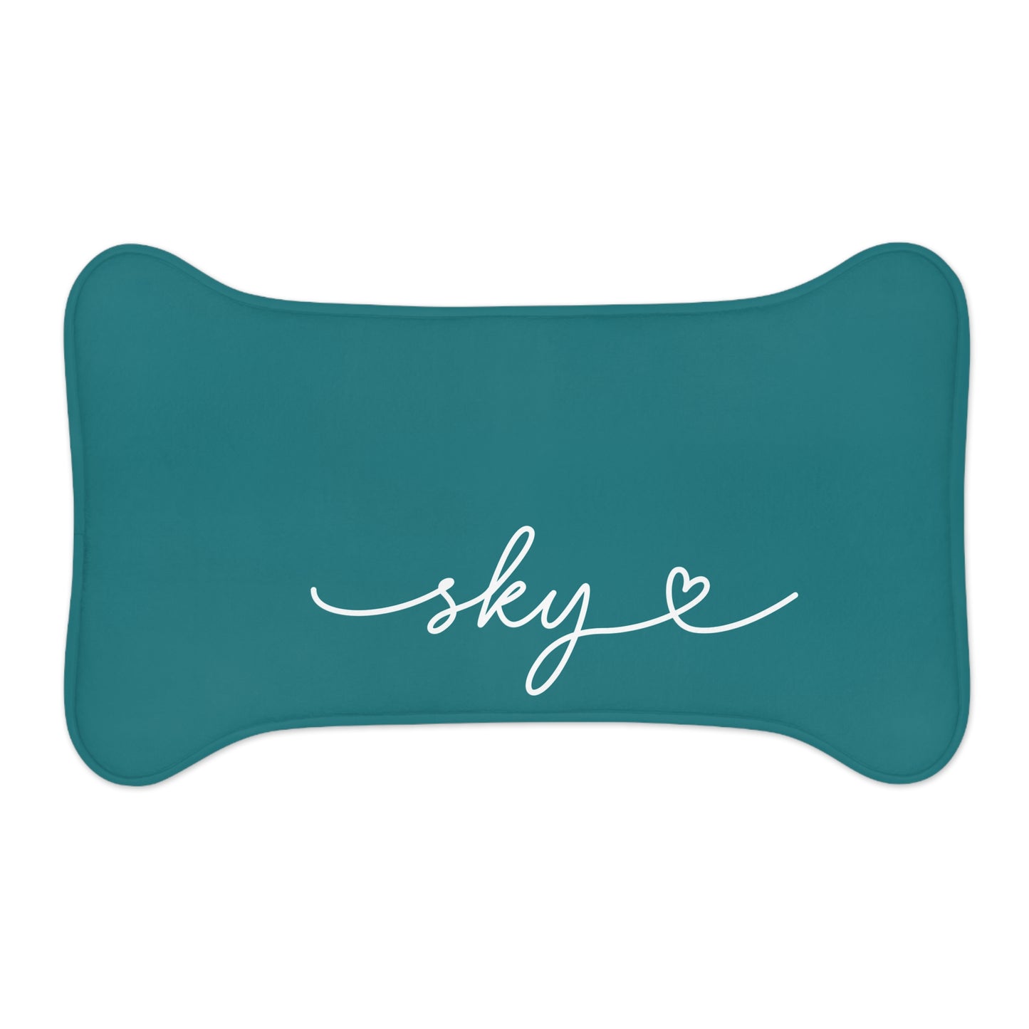 Personalized Light Teal Dog Food Mat