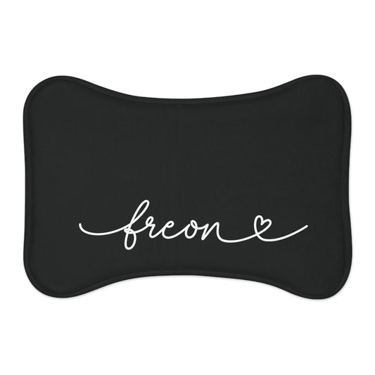 Personalized Black Dog Food Mat