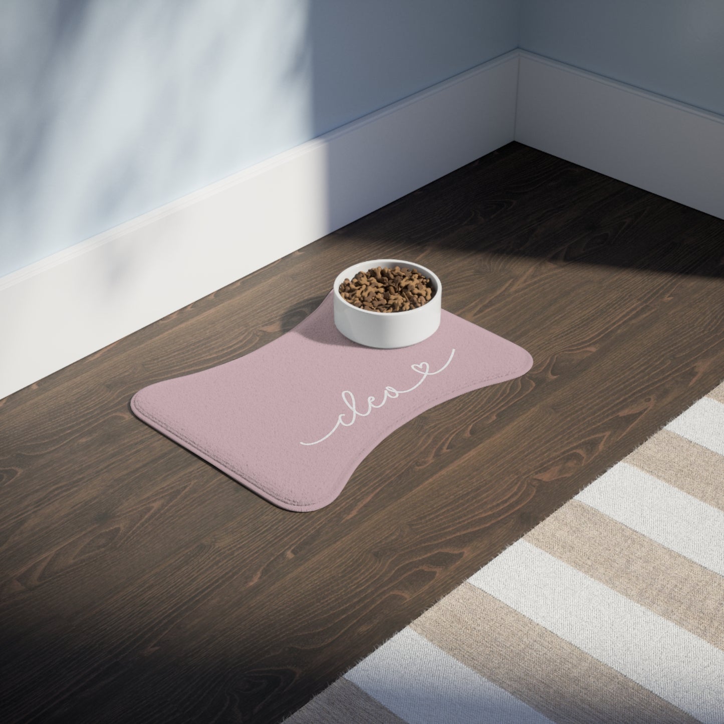 Personalized Soft Pink Dog Food Mat