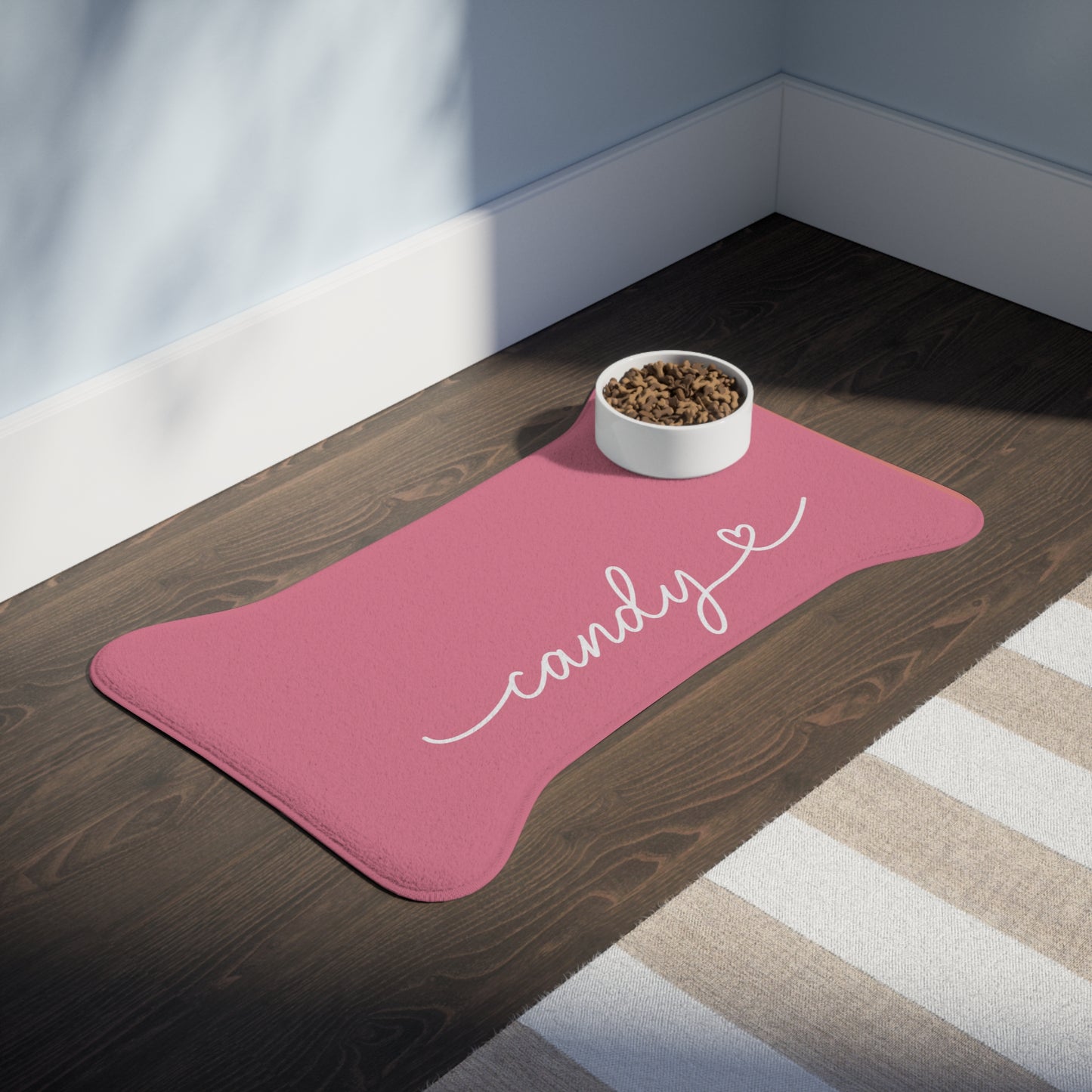 Personalized Candy Pink Dog Food Mat