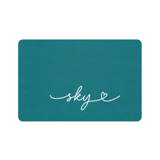 Personalized Teal Dog Food Mat | Custom Dog Placemat