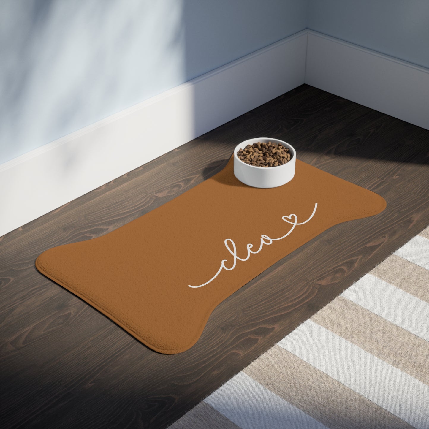 Personalized Cognac Dog Food Mat