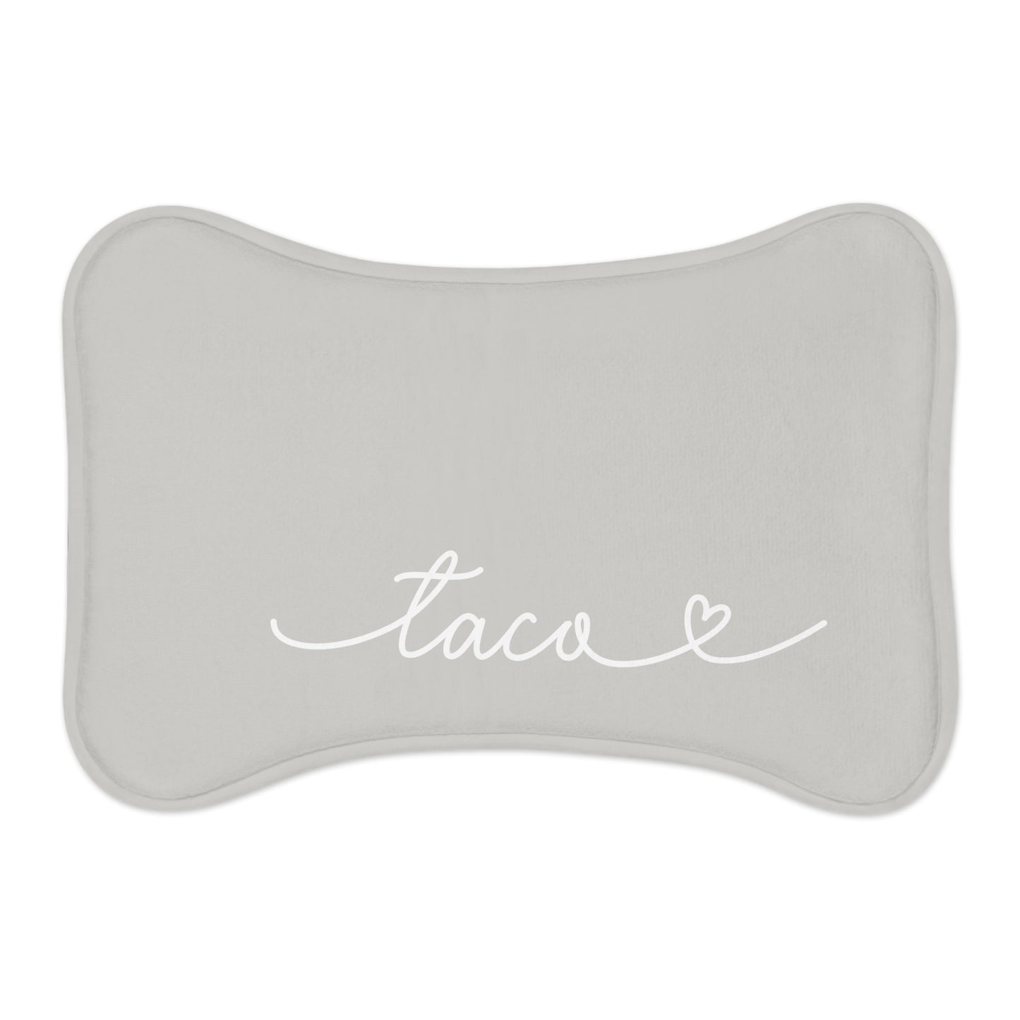 Personalized Soft Grey Dog Food Mat
