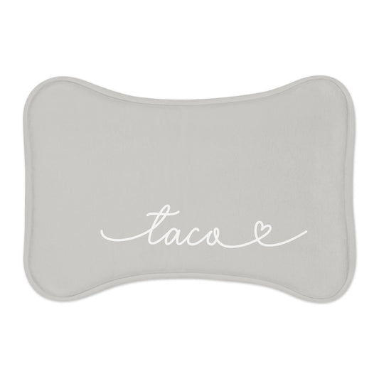 Personalized Soft Grey Dog Food Mat