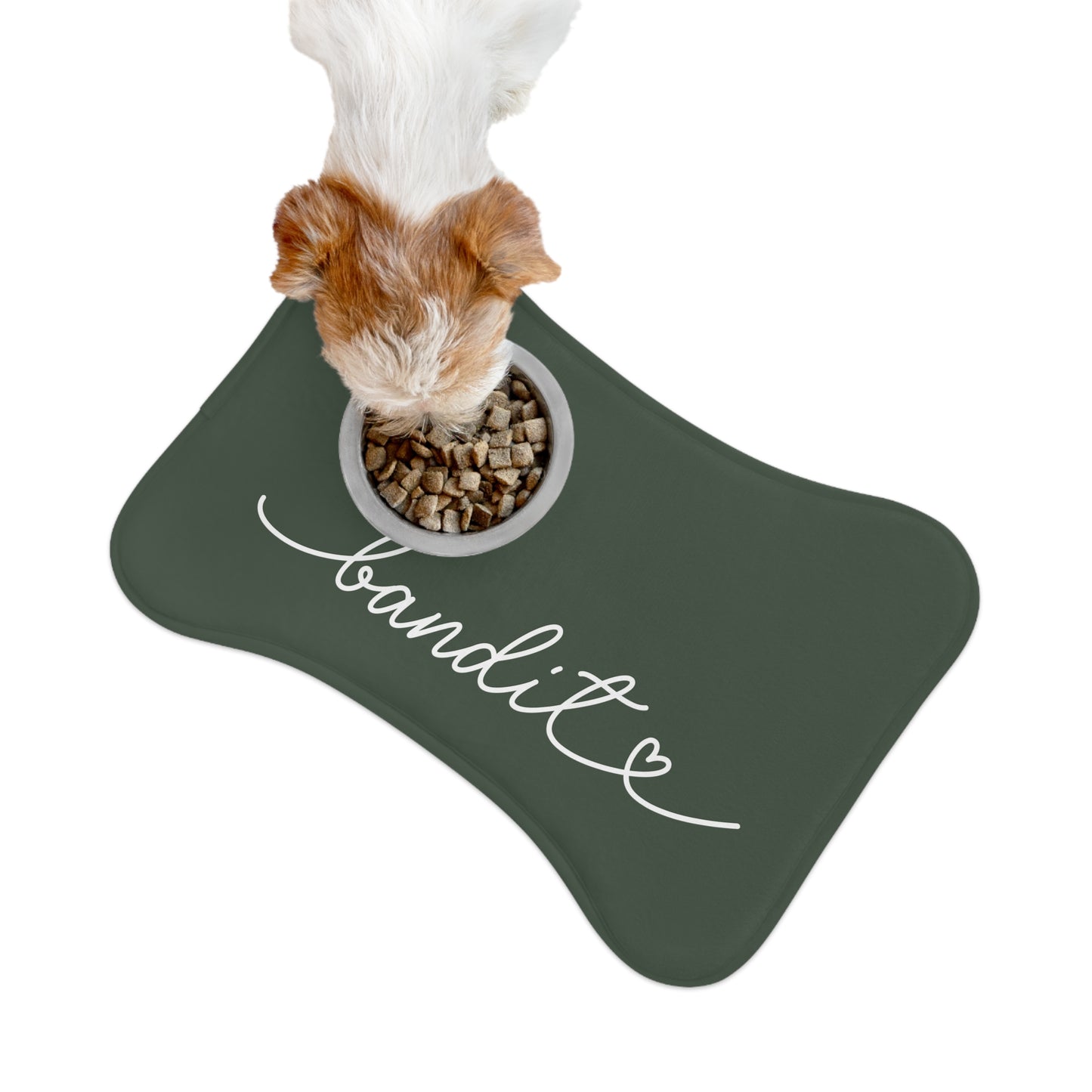 Personalized Forest Green Dog Food Mat