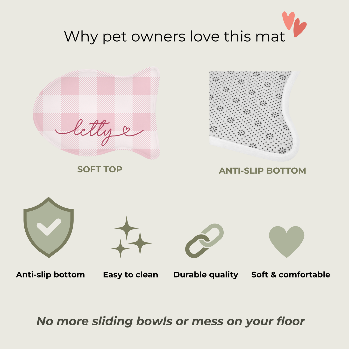 Personalized Pink Cat Food Mat