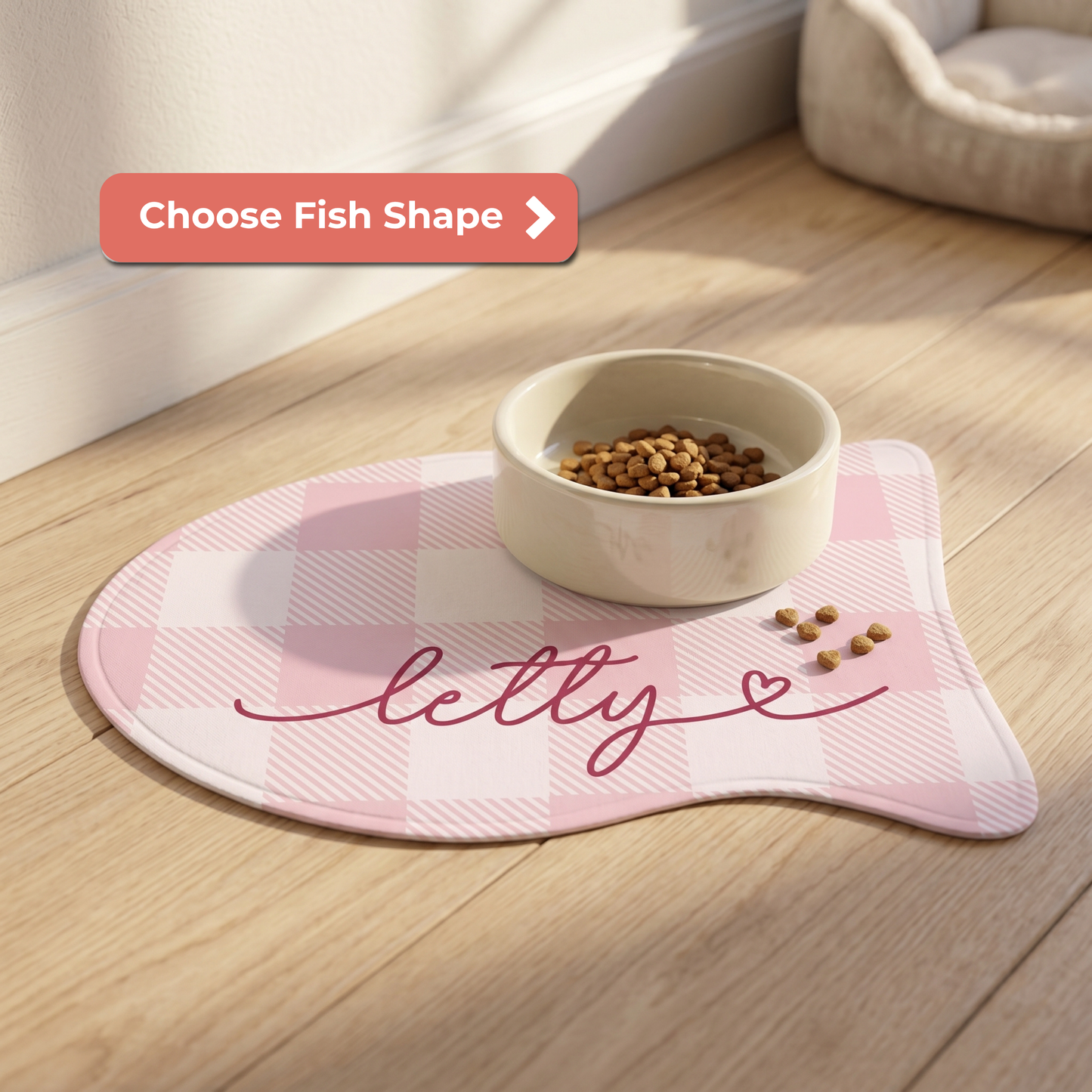 Personalized Pink Cat Food Mat