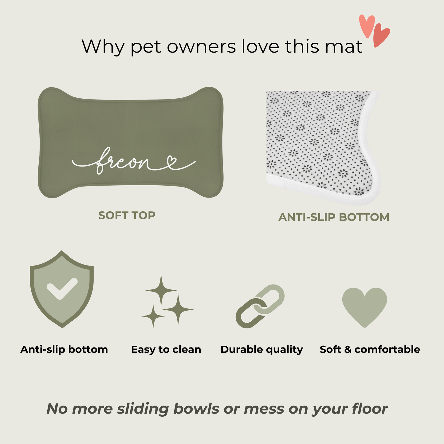 Custom Green Dog Food Mat