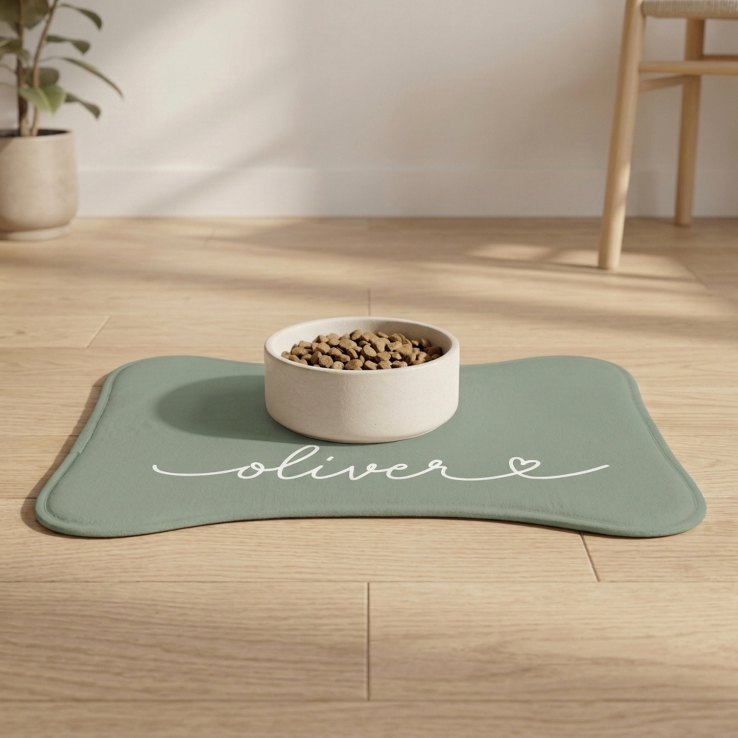 Custom Green Dog Food Mat