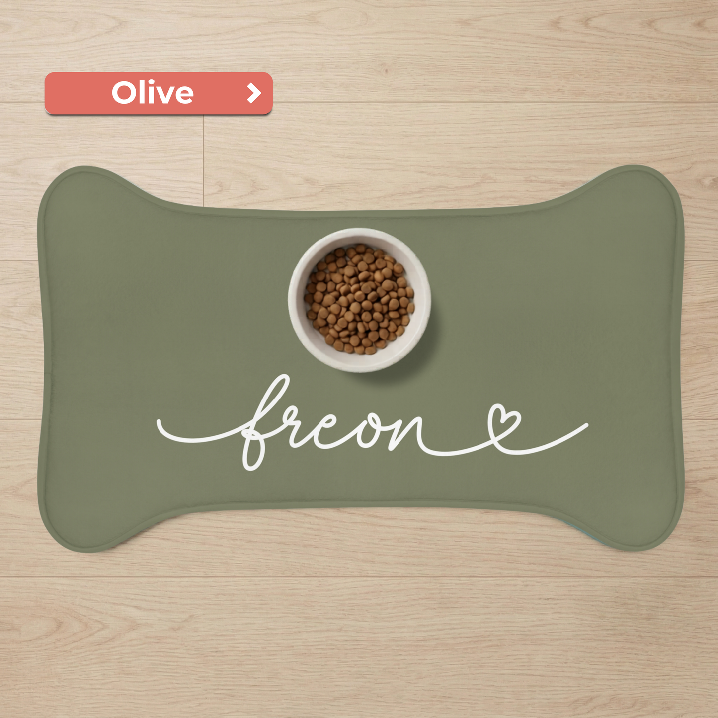 Custom Green Dog Food Mat