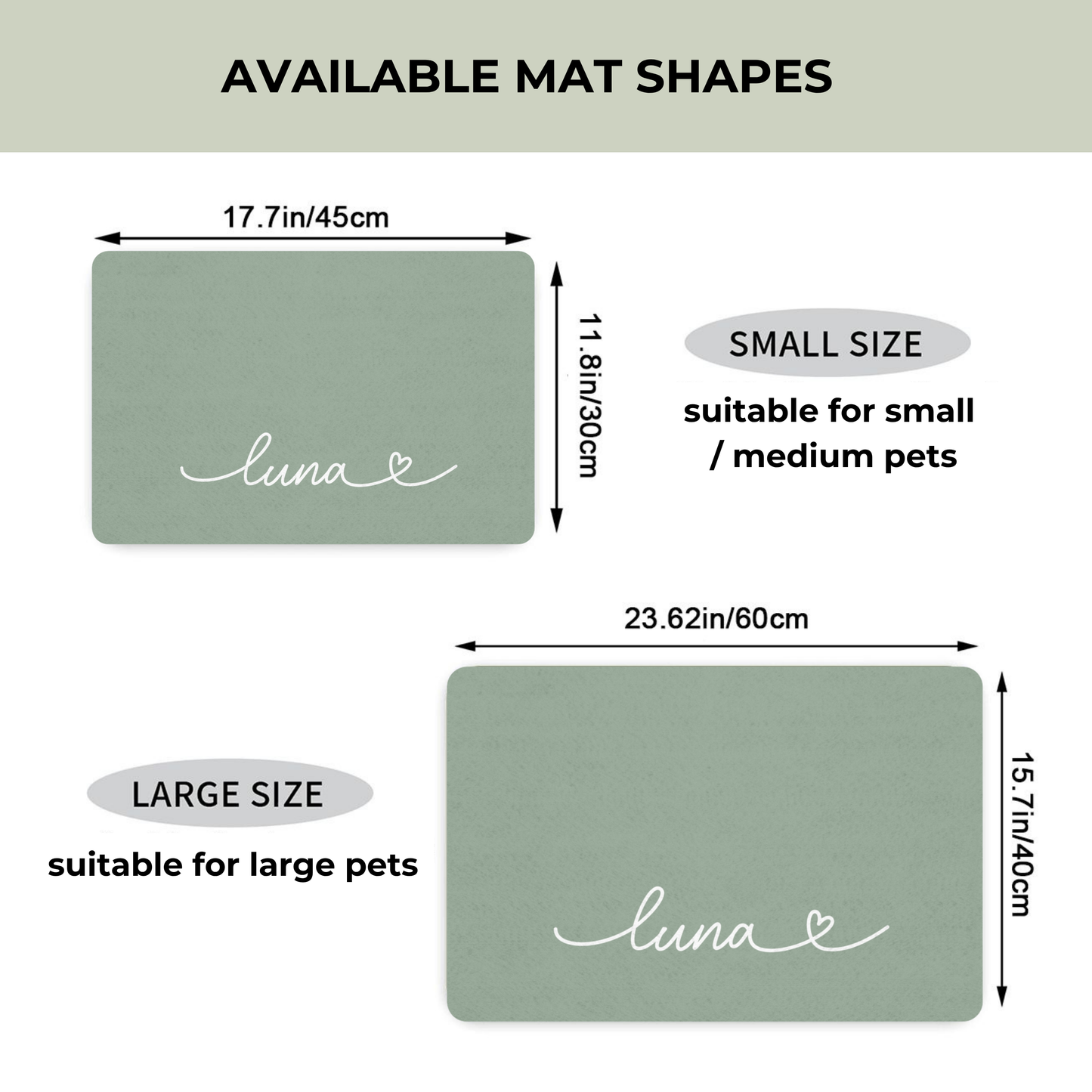 Available dog food mat shapes