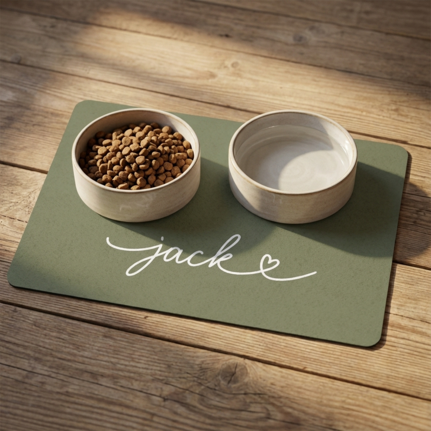 Custom Olive Green Dog Food Mat