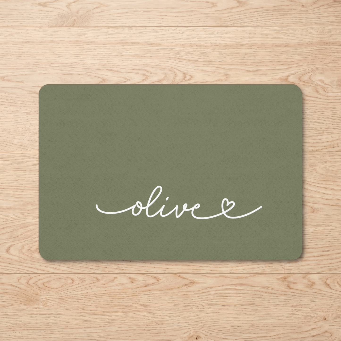 Custom Olive Green Dog Food Mat