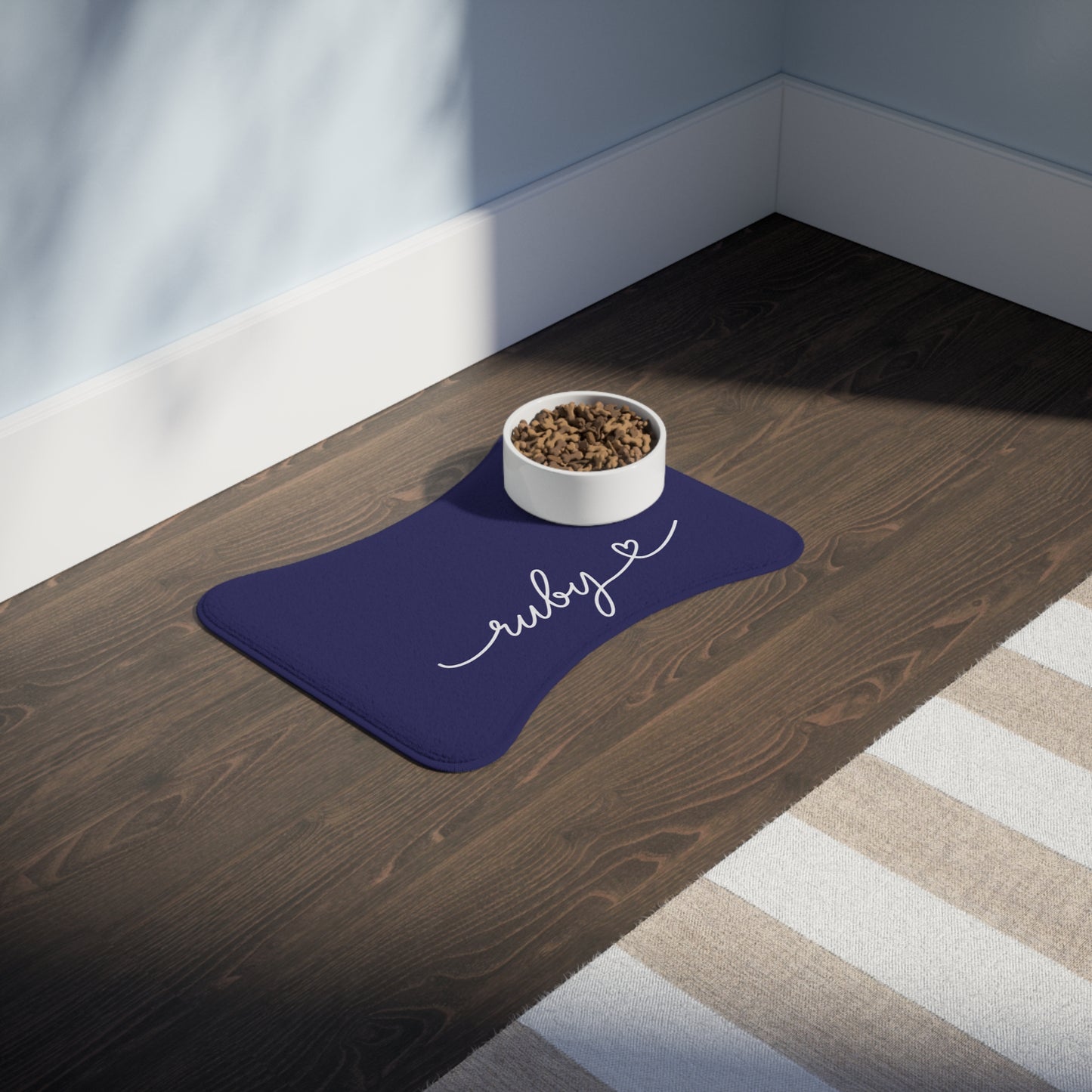 Personalized Violet Dog Food Mat