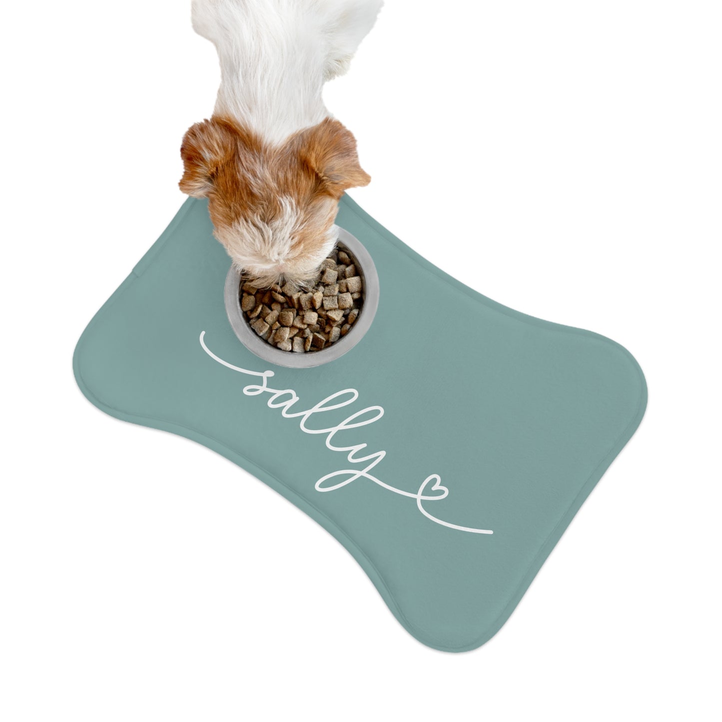 Personalized Dark Teal Dog Food Mat