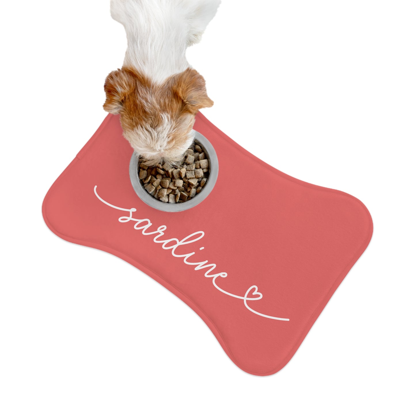 Personalized Salmon Pink Dog Food Mat