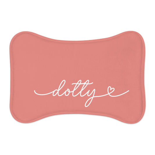 Personalized Peach Dog Food Mat
