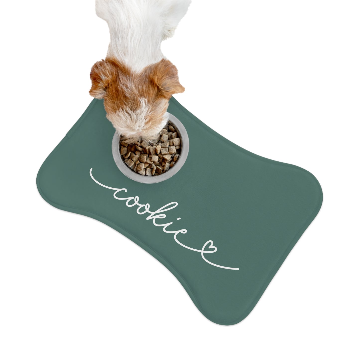 Personalized Pine Green Dog Food Mat