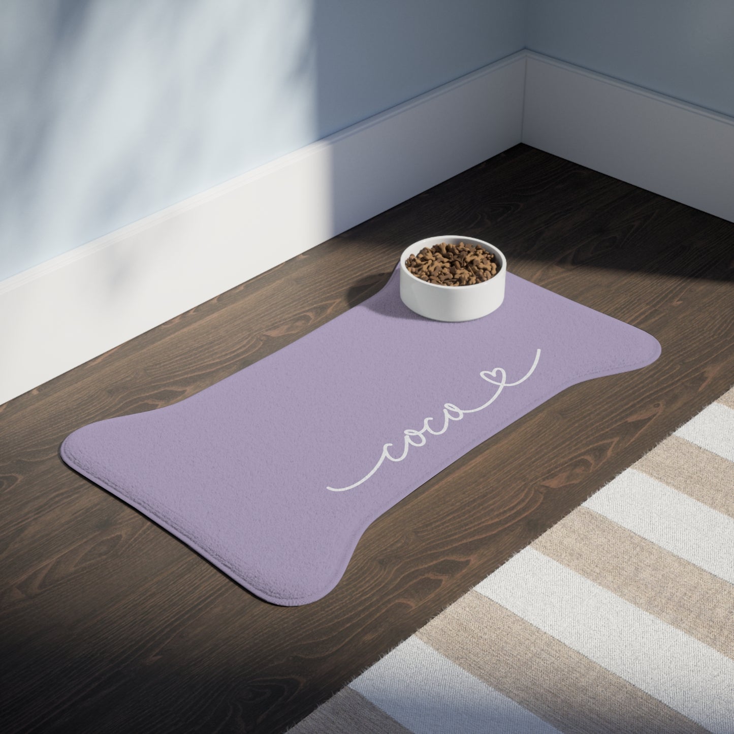 Personalized Soft Purple Dog Food Mat