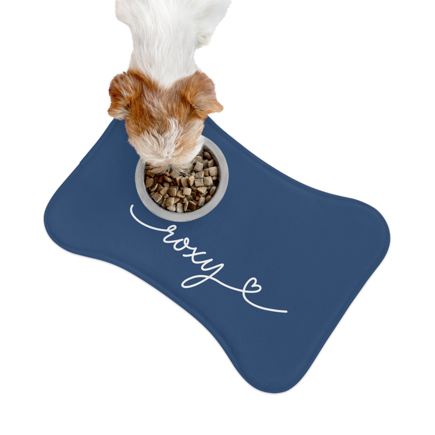 Personalized Steel Blue Dog Food Mat