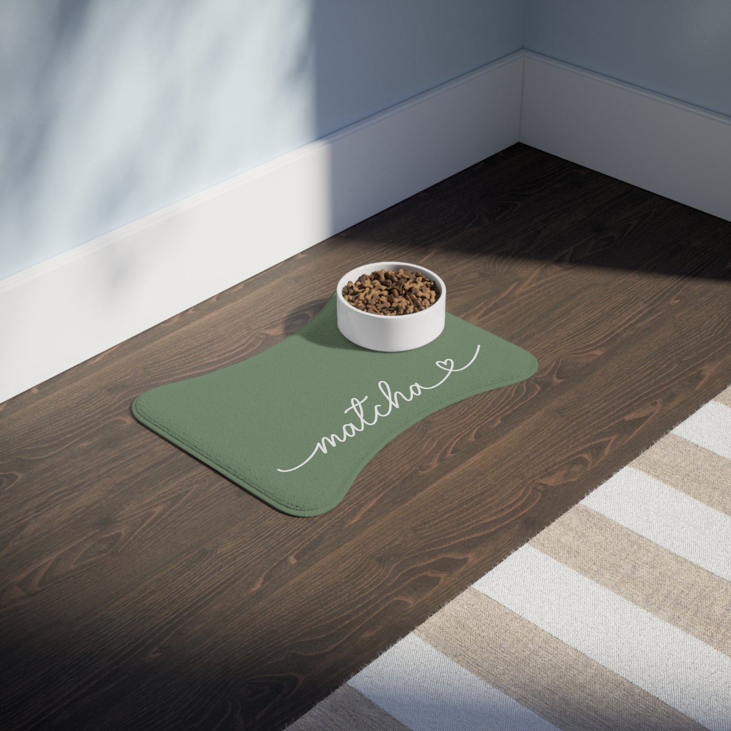 Personalized Matcha Green Dog Food Mat