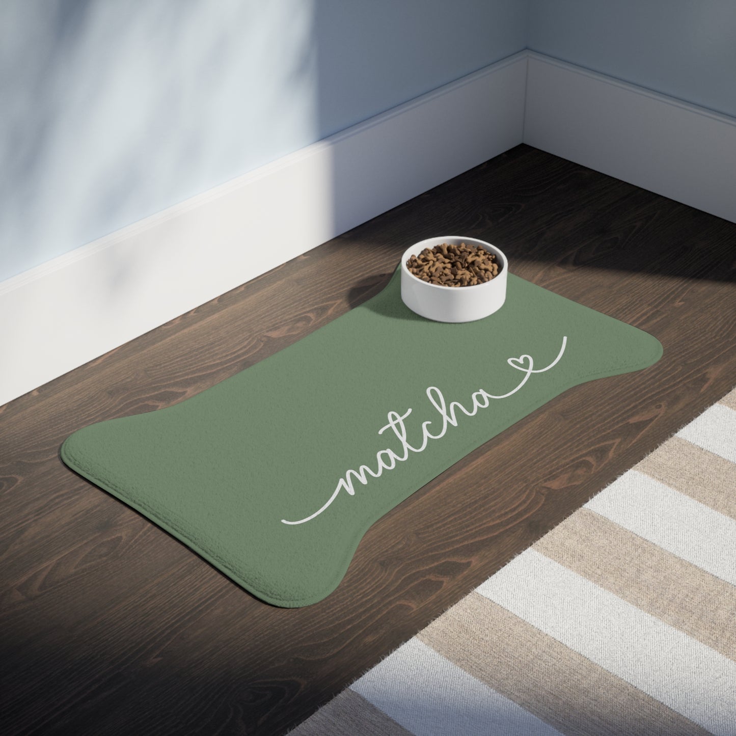 Personalized Matcha Green Dog Food Mat