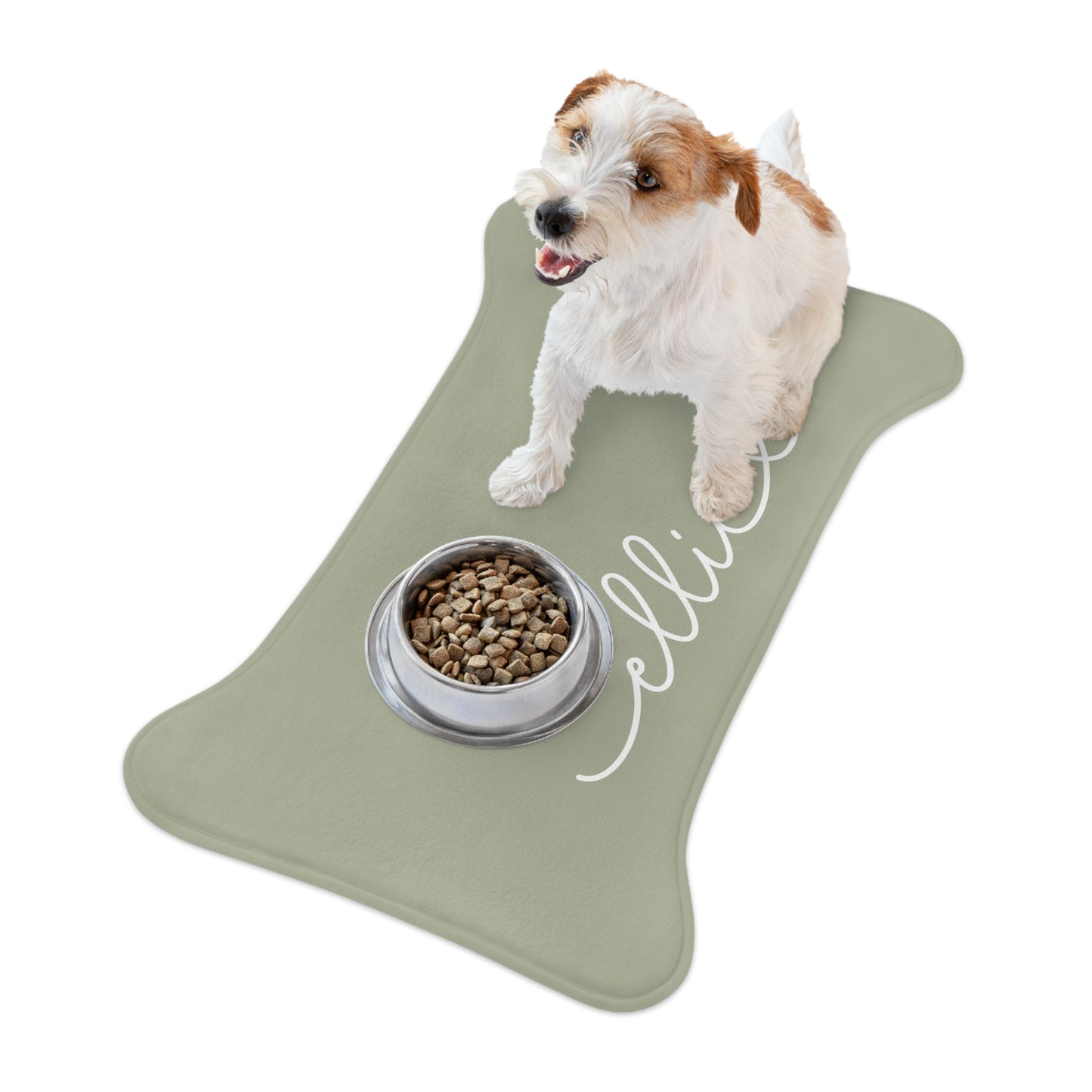 Personalized Sage Green Dog Food Mat