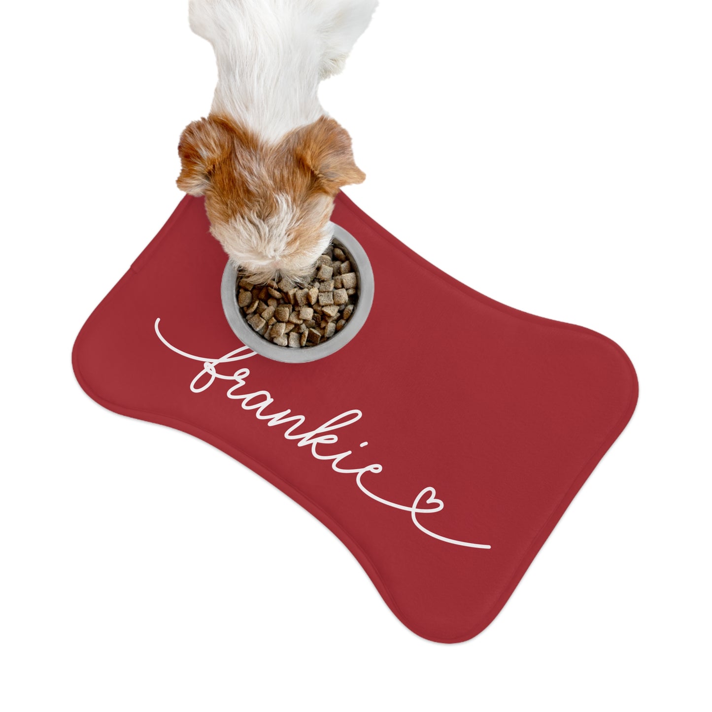 Personalized Red Dog Food Mat
