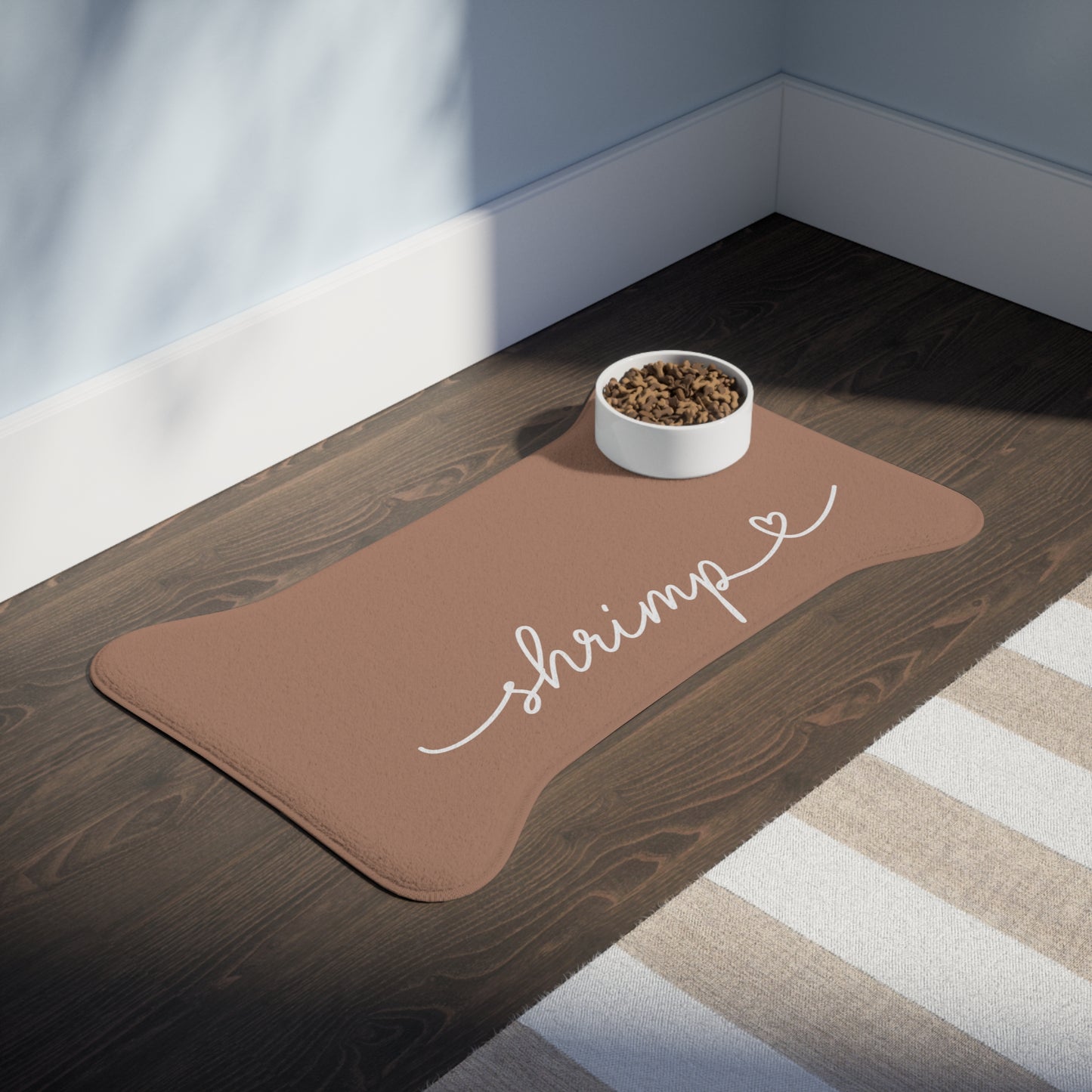 Personalized Light Brown Dog Food Mat