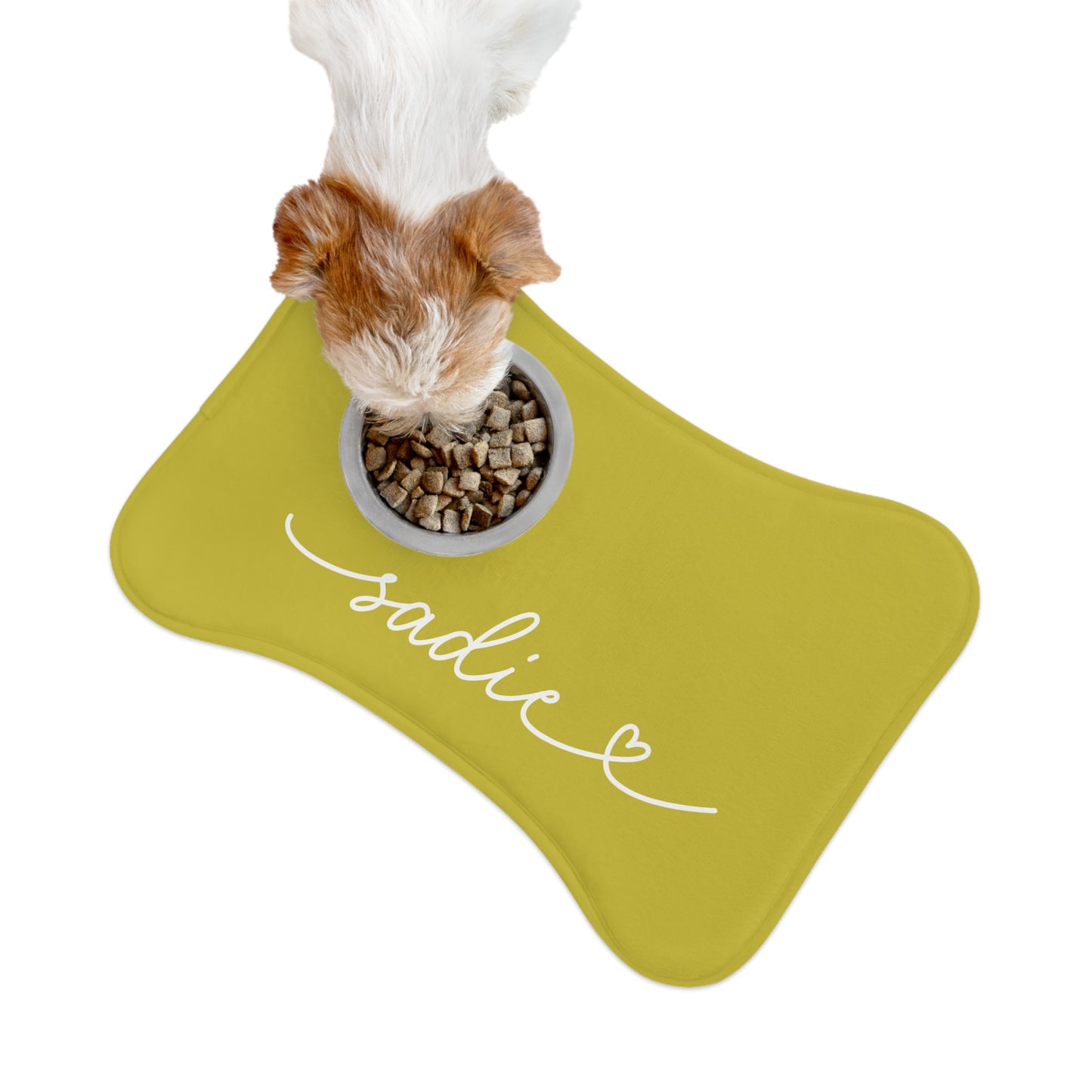 Personalized Mustard Dog Food Mat