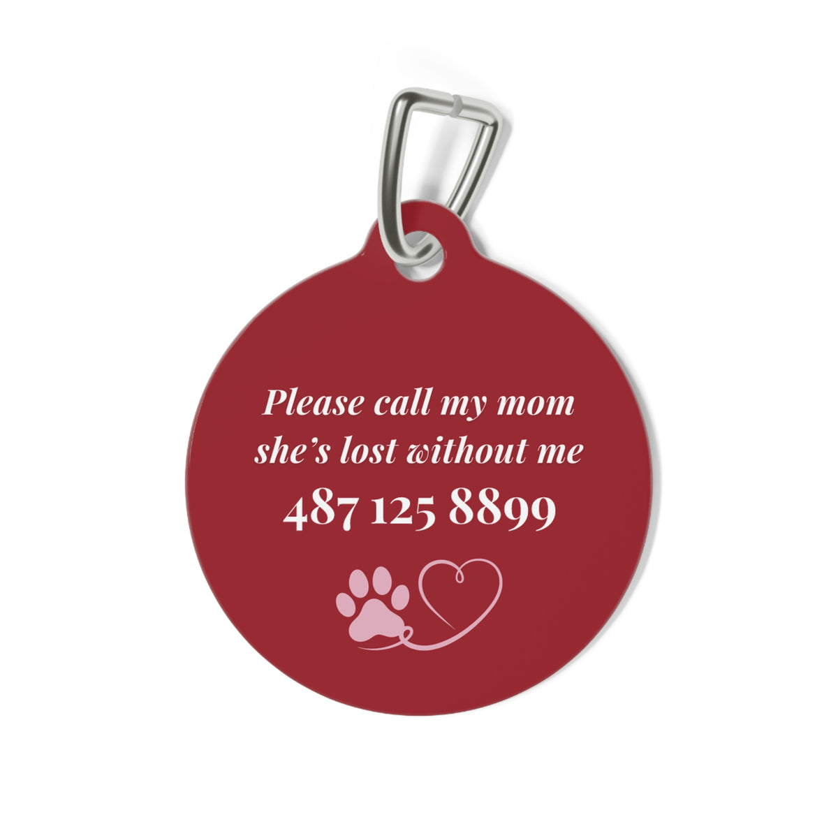 P003 red heart Name pet tag | Personalized Contact Info ID Tag