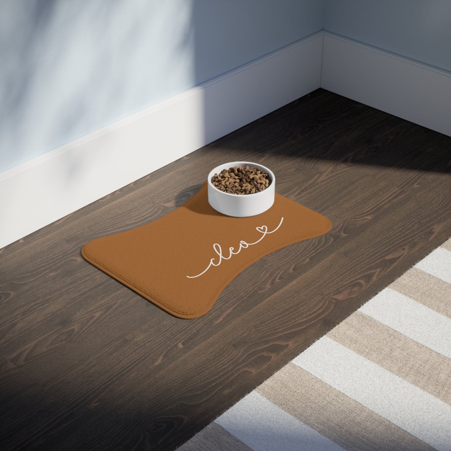 Personalized Cognac Dog Food Mat