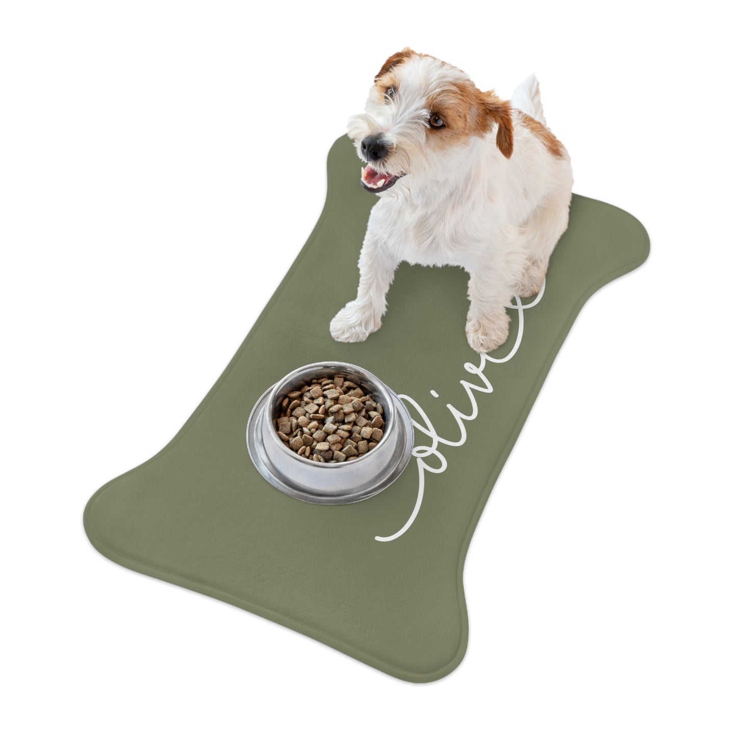 Personalized Olive Dog Food Mat