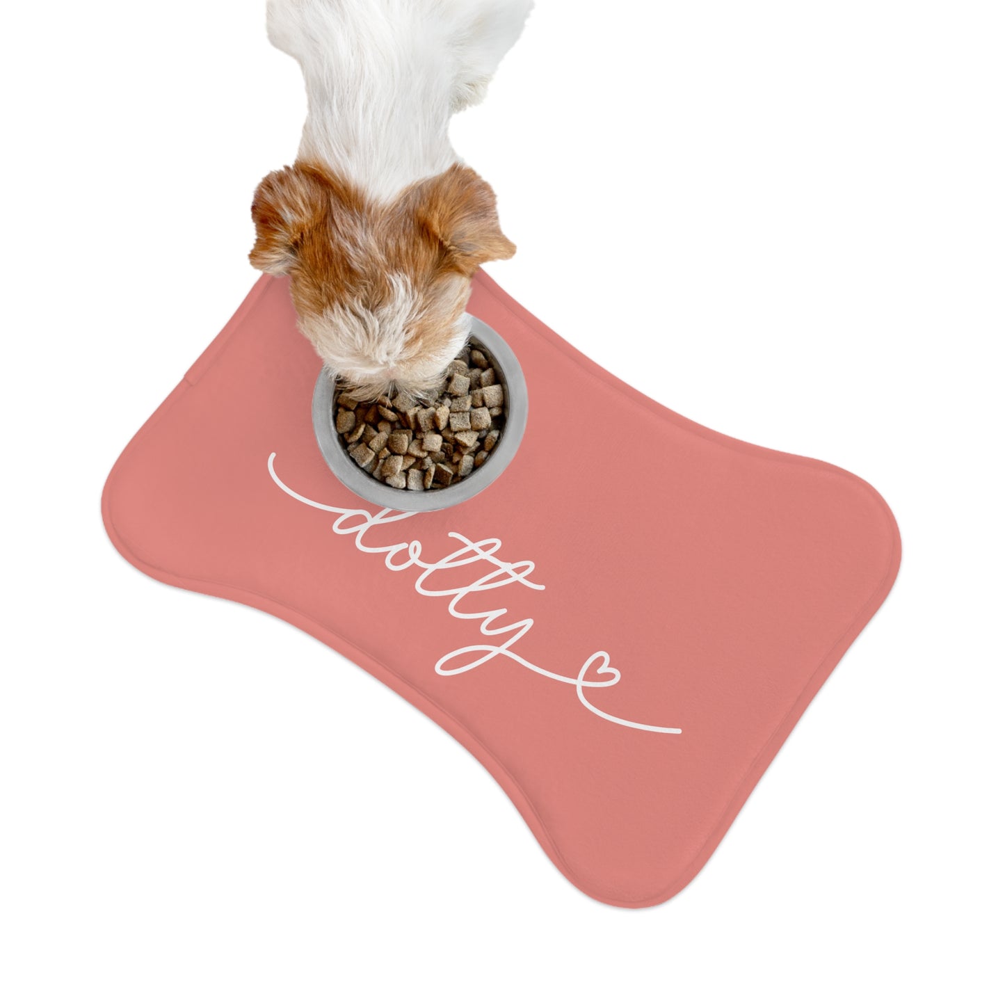 Personalized Peach Dog Food Mat