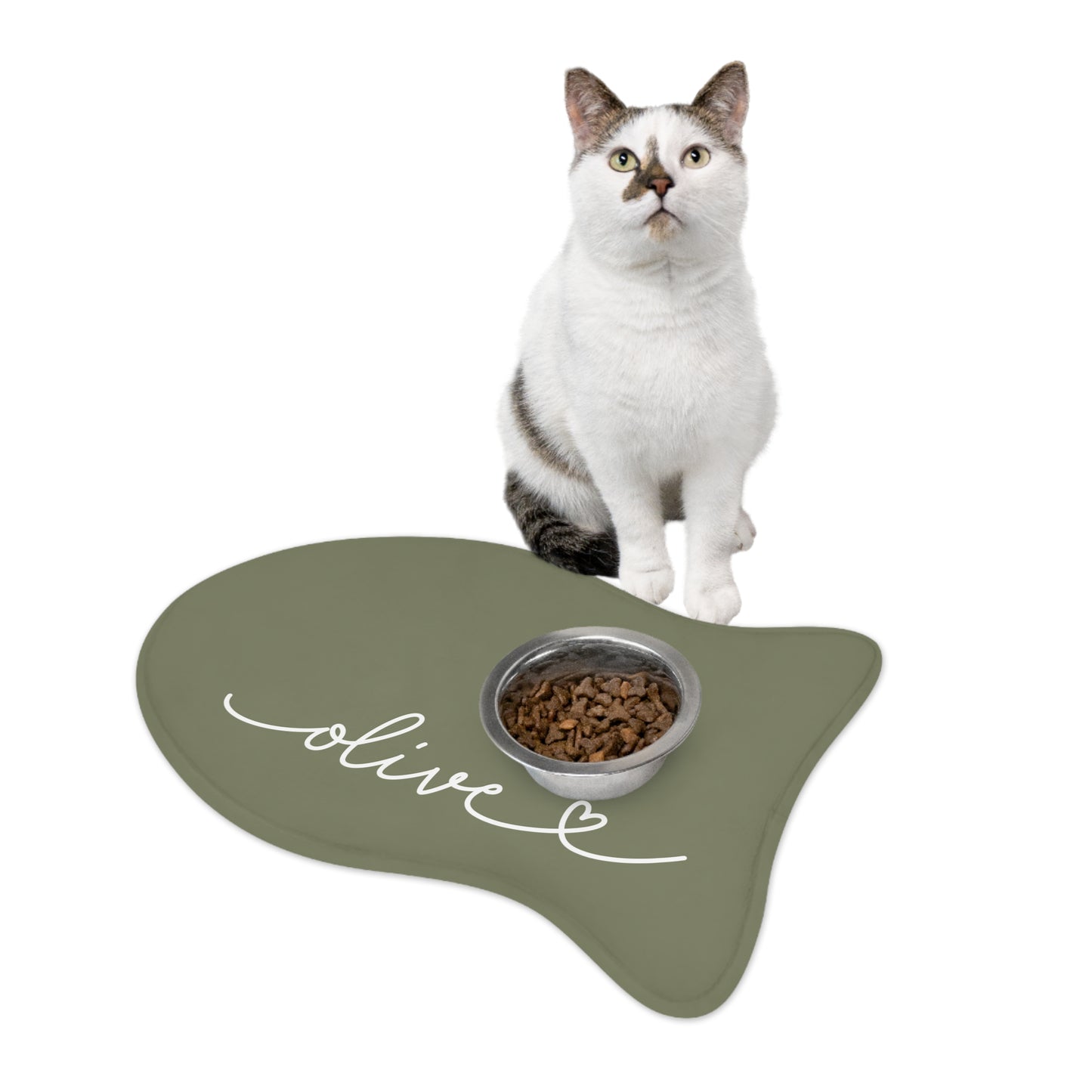 Personalized Olive Dog Food Mat