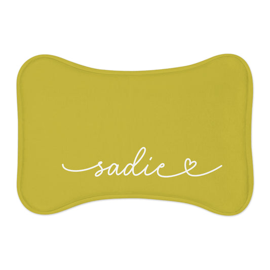 Personalized Mustard Dog Food Mat