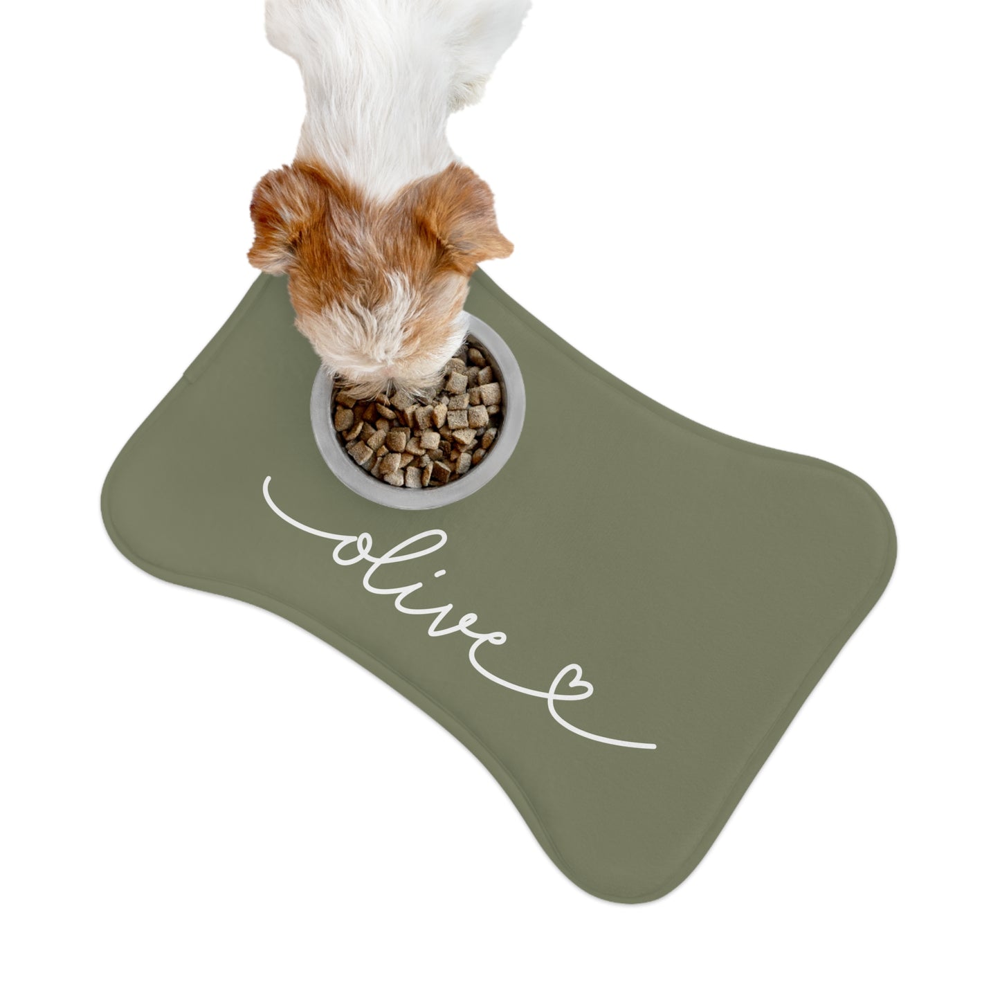 Personalized Olive Dog Food Mat