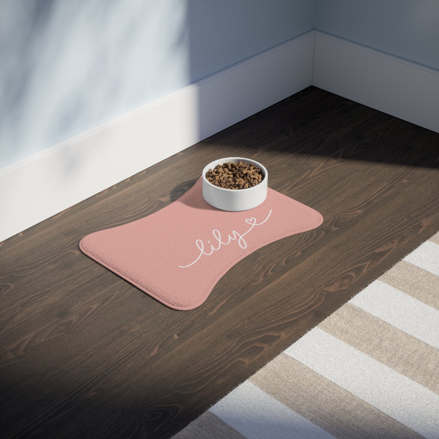Personalized Coral Dog Food Mat