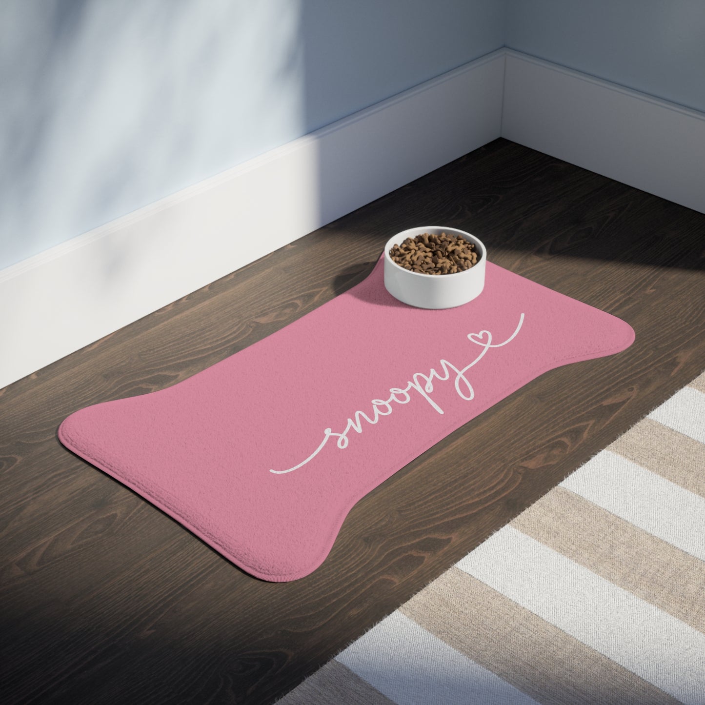 Personalized Pink Dog Food Mat