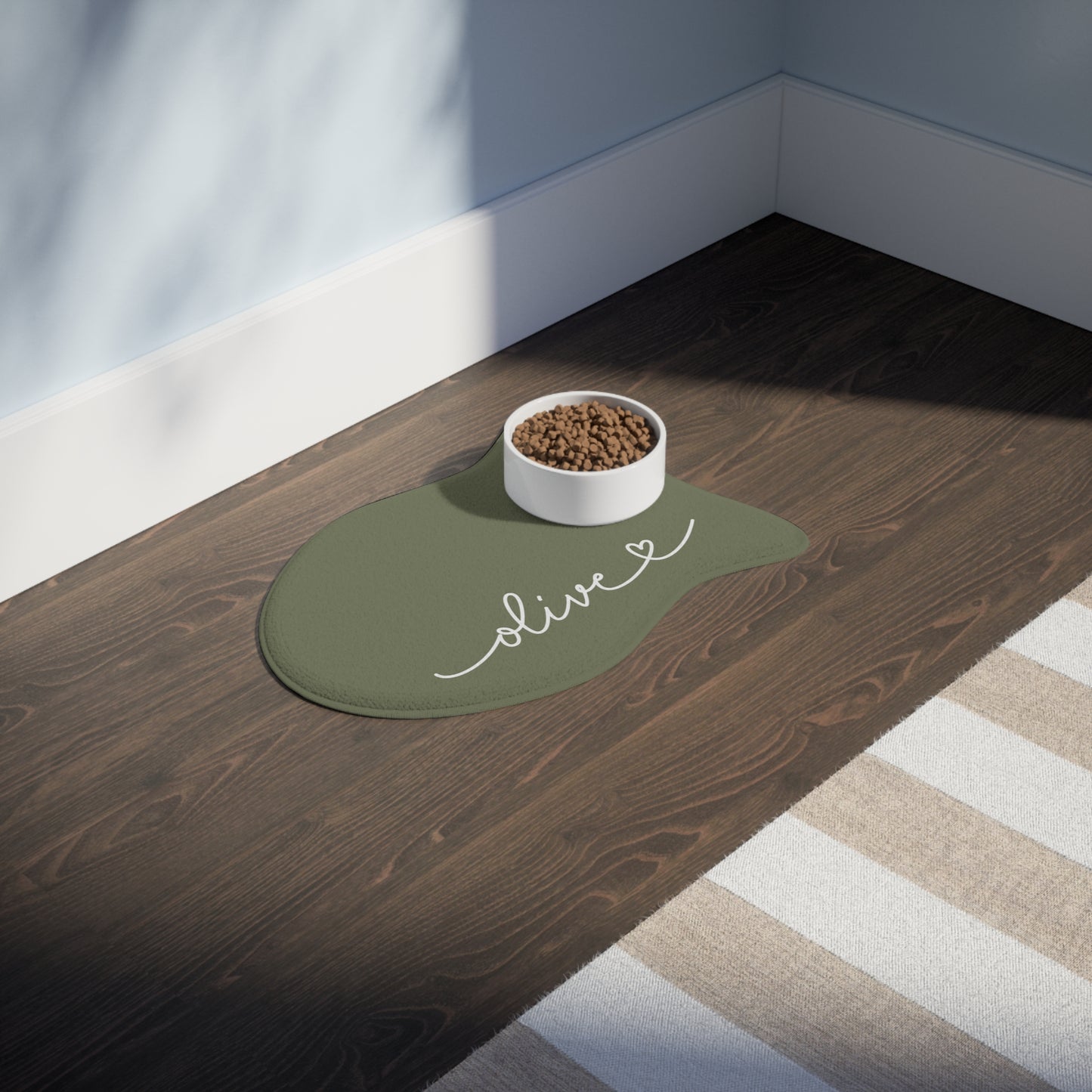 Personalized Olive Dog Food Mat