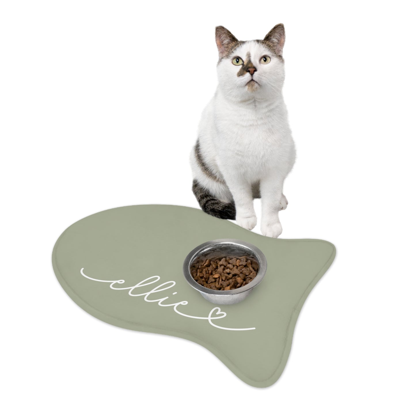 Personalized Sage Green Dog Food Mat