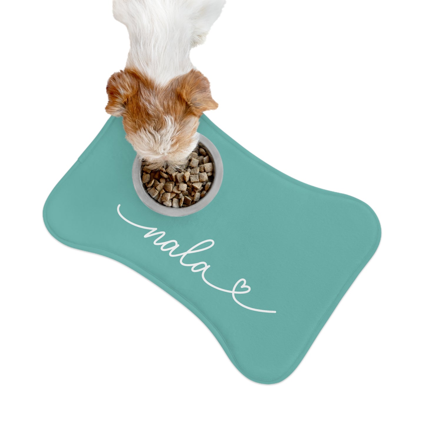 Personalized Turquoise Dog Food Mat