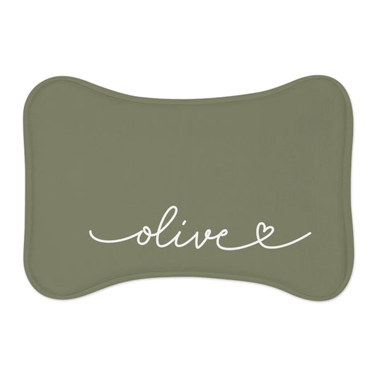 Personalized Olive Dog Food Mat