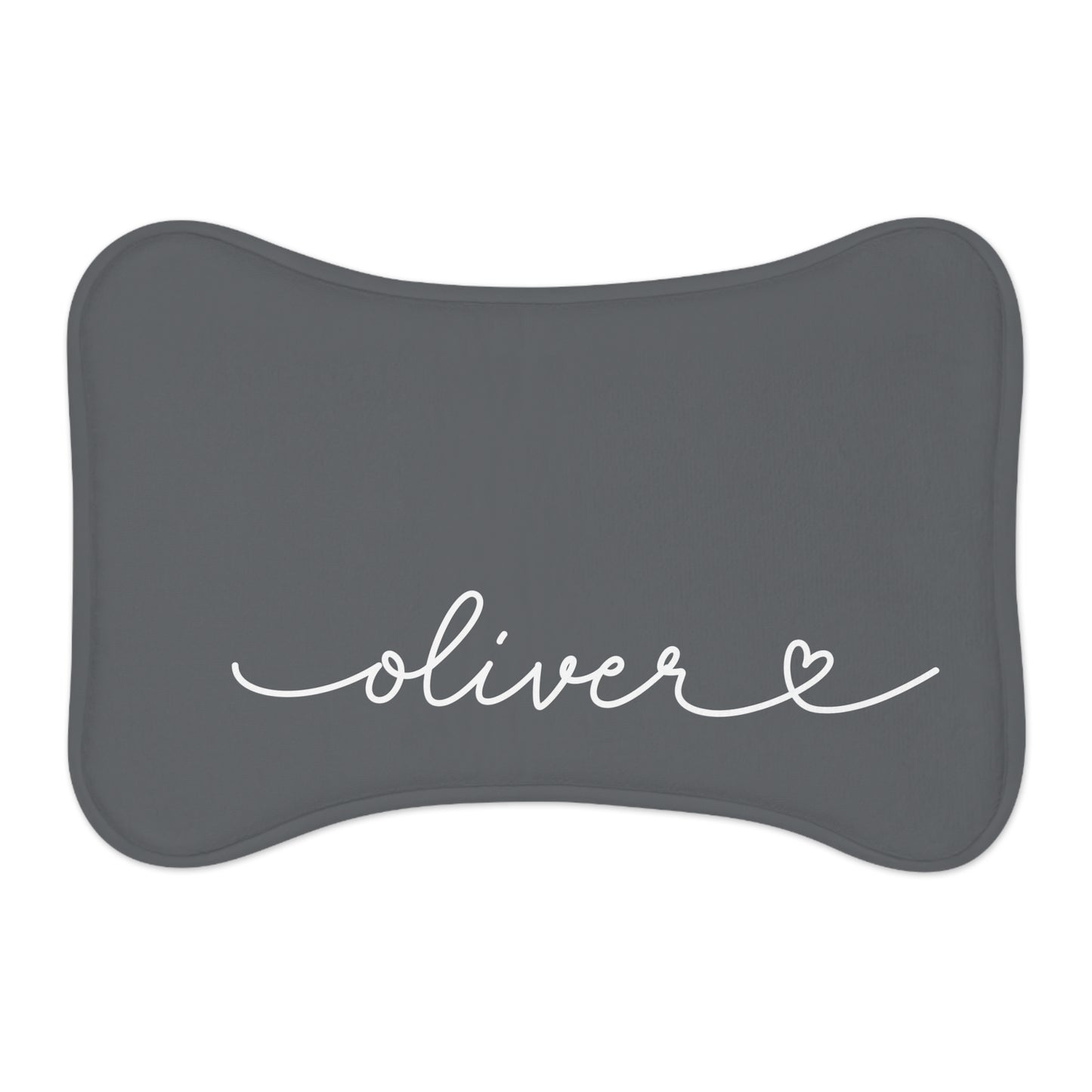 Personalized Dark Grey Dog Food Mat