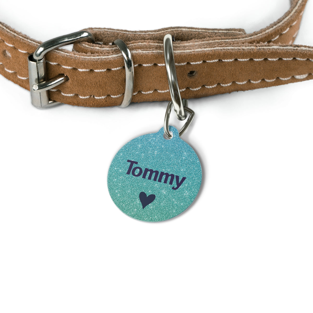 P005 Metallic blue green Name pet tag | Personalized Contact Info ID Tag