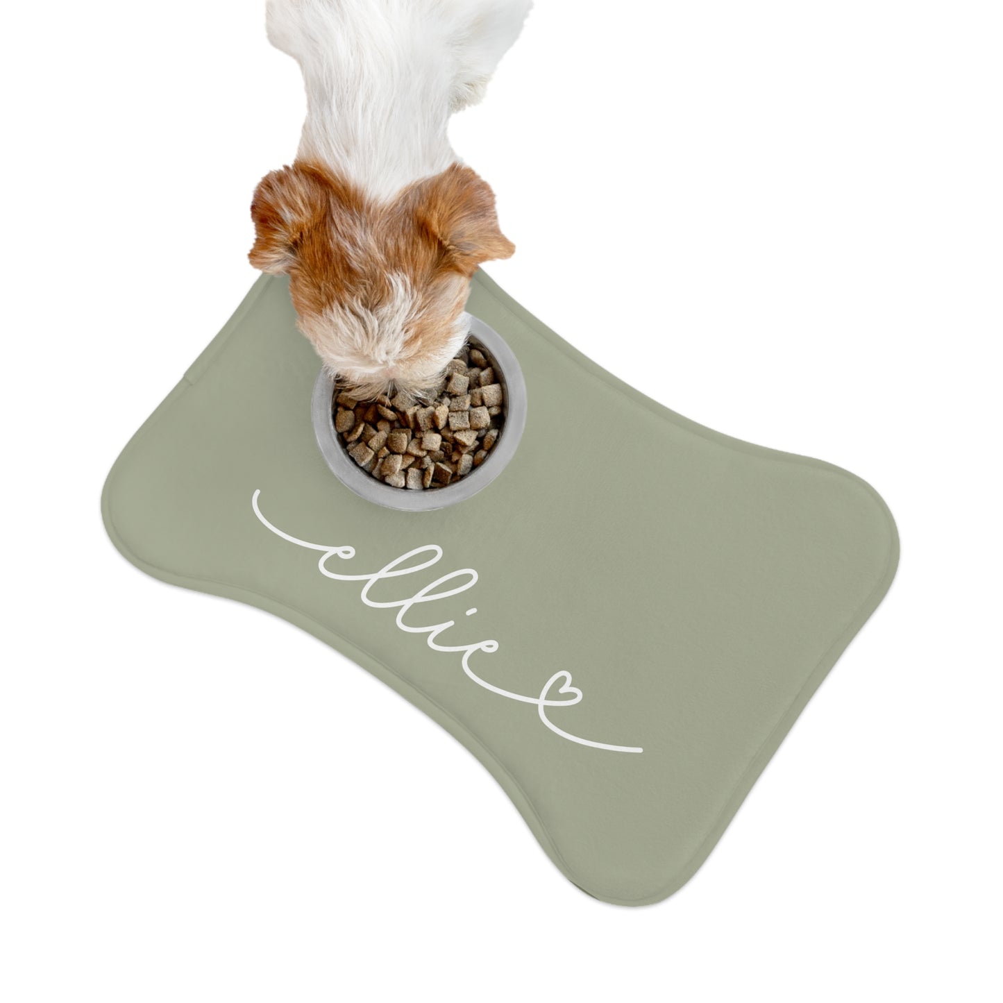 Personalized Sage Green Dog Food Mat