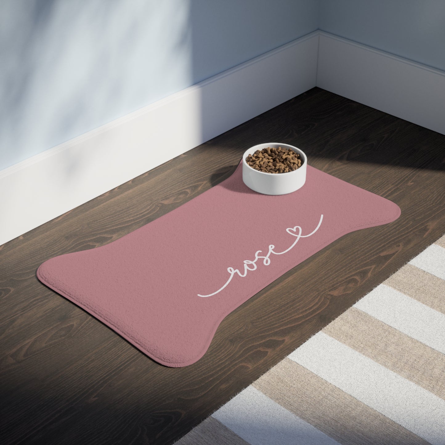 Personalized Rose Dog Food Mat