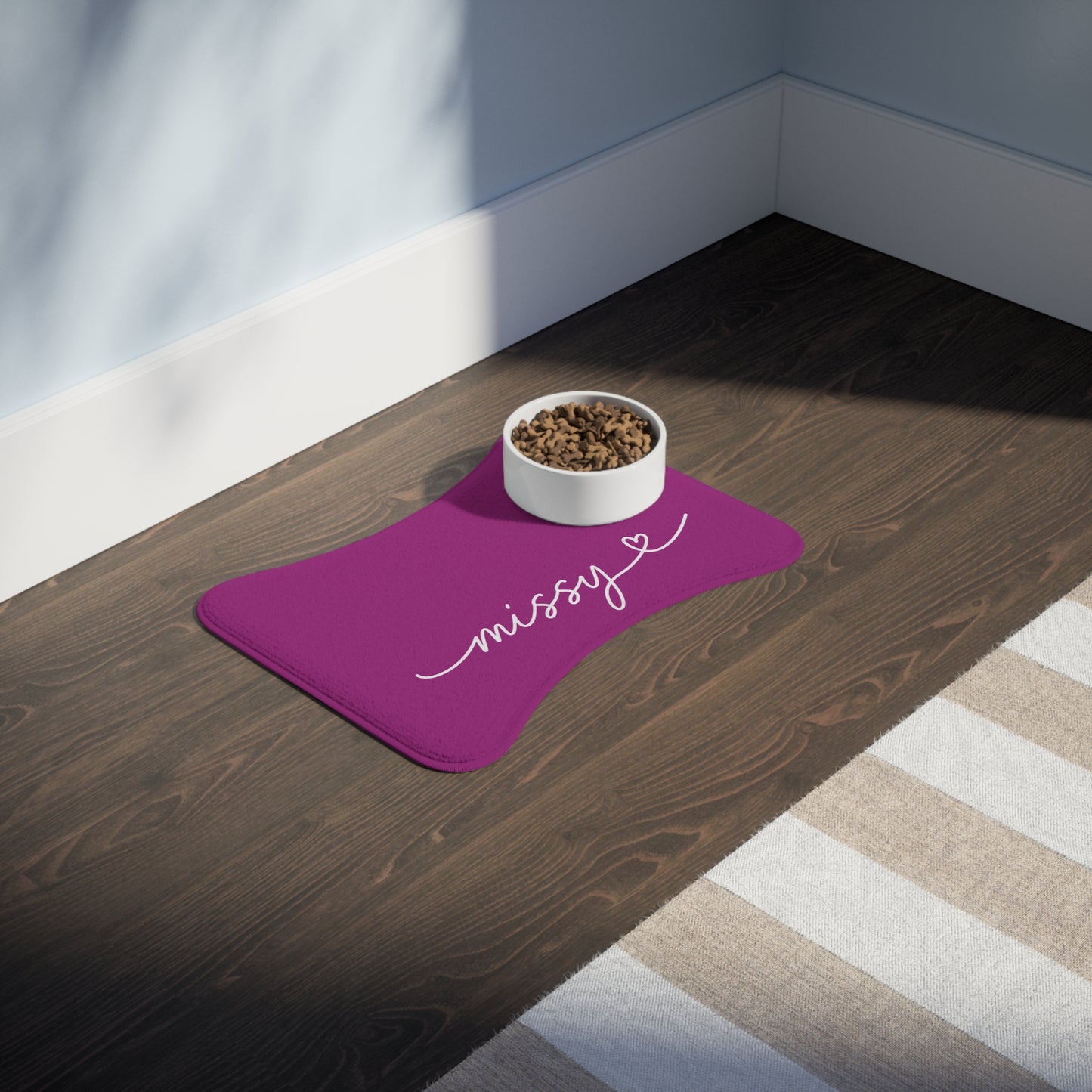 Personalized Magenta Dog Food Mat