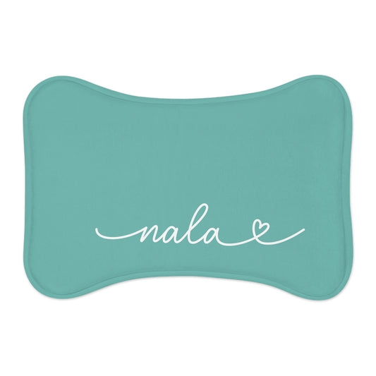 Personalized Turquoise Dog Food Mat