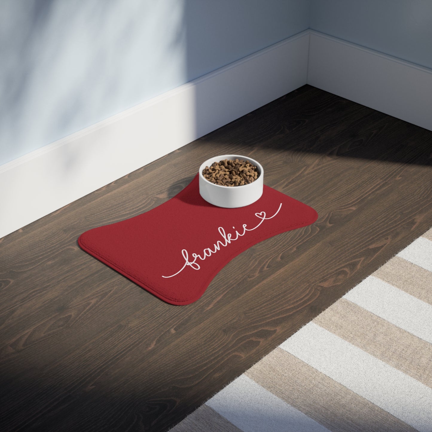 Personalized Red Dog Food Mat